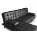 Sofá-cama com chaise longue e mesa de apoio Preto