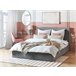 Beliani Cama com armazenamento Veludo LORIENT 177x216 Cinza Claro