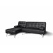 Sofá-cama com chaise longue e mesa de apoio Preto