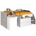 Cama infantil Valky com escrivaninha e 2 gavetas 203x135 Branco/cinza