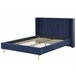 Beliani Cama com estrado Veludo VILLETTE Azul Marino