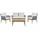 Beliani Conjunto lounge Madeira de acácia MERANO Branco/ Bege