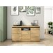 Conjunto de móveis para sala de estar - Aparador + Mesa de centro + Suporte para TV - Modelo Wind Carvalho