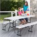 Mesa rectangular rebatível efeito granito branco LIFETIME 184 x 76 x 73,5 cm Branco