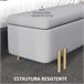 Banco Pé de Cama Madeira de Borracha, Metal e Poliéster HOMCOM Cinza