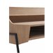 Mesa escrivaninha de madeira de freixo com gaveta e base de metal Natural