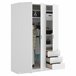 Armário de 3 portas com efeito madeira 121 Branco