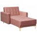 Beliani Chaise longue Veludo ABERDEEN Rosa