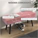 Banco de Pé de Cama Veludo (100% poliéster), esponja e aço HOMCOM Rosa