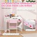 Secretéria e Cadeira para Crianças MDF AIYAPLAY 69x50 Rosa