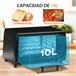 Mini Forno Elétrico Metal, Aço Inoxidável e Vidro Temperado Preto