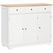 Aparador de Cozinha MDF e Madeira de Borracha HOMCOM 101 Branco