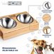 Cama para animais de estimação + comedouro duplo Castanho