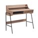Mesa escrivaninha de madeira de freixo com gaveta e base de metal Natural