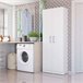 Armário auxiliar alto multiuso com 2 portas dobráveis Armário auxiliar alto multiuso com 2 portas dobráveis Branco