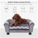 Sofá para Animal de Estimação Madeira, Esponja, PVC, Plástico Cinza