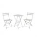 Conjunto de terraço metálico dobrável com 2 cadeiras e mesa quadrada Bistreau O91 Branco