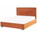 Beliani Cama com armazenamento Veludo ROUEN 168x214 Laranja