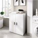 Armário multiuso com 2 portas com efeito madeira Branco