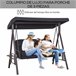 Banco Baloiço de Jardim Metal e Poliéster Outsunny Preto