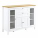 Aparador de Cozinha MDF e Vidro Temperado HOMCOM, casa - cozinha 120 Branco