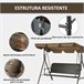 Baloiço de Jardim 3 Lugares Aço, Vime PE e Poliéster Outsunny Castanho