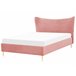 Beliani Cama com estrado Veludo CHALEIX 148x212 Rosa Talco