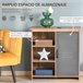 Aparador Melamina de Madeira, Metal HOMCOM 80 Cinza