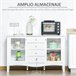 Aparador de Cozinha MDF, Vidro Temperado HOMCOM 136 Branco