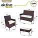 Conjunto de mobiliário de terraço Aktive, poltronas, sofá e mesa de rotim Preto