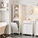 Armário alto de banho com 3 prateleiras e 1 cesto BZR102-W SoBuy Branco