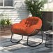 Cadeira de balanço de rattan para exterior, almofada Bege