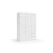 Roupeiro WINDSOR portas batentes e 3 gavetas 135x200cm branco Branco