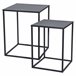 Well Home Conjunto de 2 mesas quadradas de metal Preto