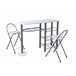 Conjunto balcão e 2 bancos de bar MALACCA II Branco/ Plateado