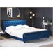 Beliani Cama com estrado Veludo AVALLON 192x233 Azul Marino