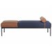 Beliani Chaise longue Pele sintética, Linho sintético MALMOS Azul