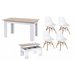 Pack Poupança: Mesa de Jantar + 4 Cadeiras + Mesa de Centro 140x80 Branco