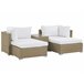 Beliani Conjunto lounge Ratan sintético NOTO Branco/ Bege