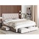 Beliani Cama com armazenamento Veludo LIEVIN 185x217 Bege