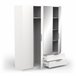 Roupeiro GHOST portas batentes com espelho e 2 gavetas Branco
