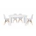 Pack Poupança: Mesa de Jantar + 4 Cadeiras + Mesa de Centro 140x80 Branco