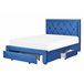 Beliani Cama com armazenamento Veludo LIEVIN 145x217 Azul Marino