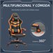 Cadeira Gaming Esponja, ABS, PVC Vinsetto Laranja