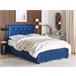 Beliani Cama com armazenamento Veludo LIEVIN 145x217 Azul Marino