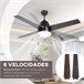Ventoinha de Teto com Luz MDF, Acrílico HOMCOM Preto