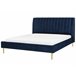 Beliani Cama com estrado Veludo MARVILLE 198x225 Azul Marino