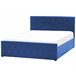 Beliani Cama com armazenamento Veludo ROCHEFORT 150x214 Azul Marino