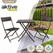 Conjunto de mesa e cadeiras dobráveis de rotim Aktive para terraço Preto