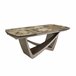 ANGEL CERDA Mesa de jantar oval extensível barril oval mármore porcelana e aço metálico taupe 300x100 Castanho